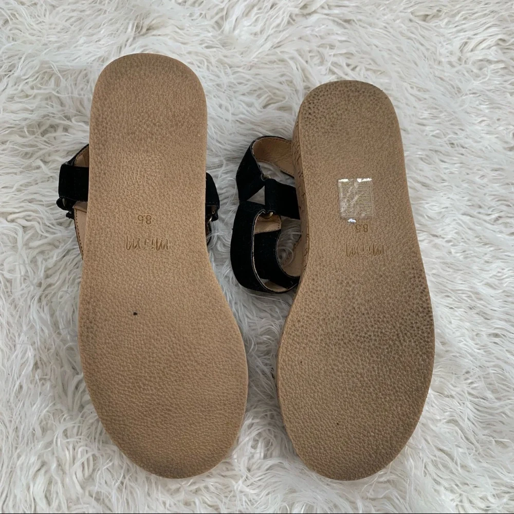 Miim Black Velvet Kork Strappy Platform Sandals Women’s Size 8.5 - Picture 6 of 8